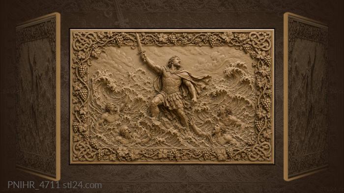Hero amidst stormy sea battle 3d STL model