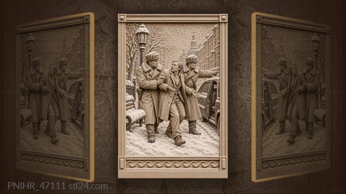 Winter arrest troubled man snowy street 3d STL model