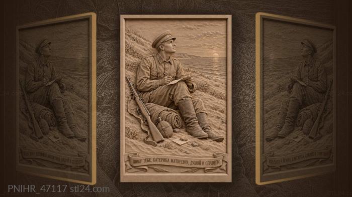 Soldier writing a letter at rest 3d STL model