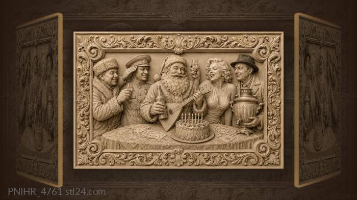Festive gathering with santa and marilyn 3d STL model