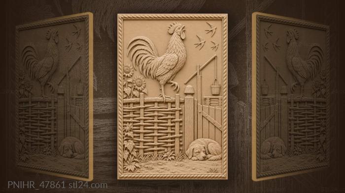Village cockerel summons sleepers after sunrise 3d STL model
