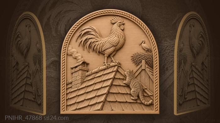 Weathervane rooster turns into wind 3d STL model