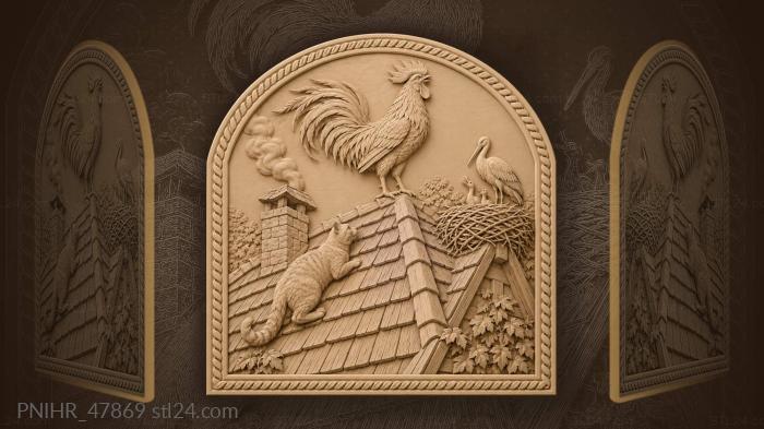 Wind swings rooftop rooster around 3d STL model