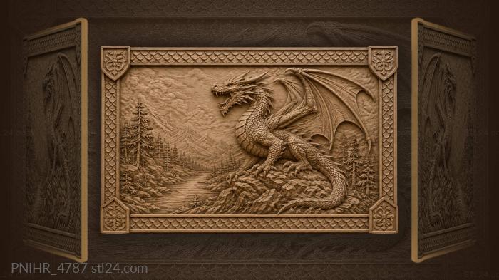 Crag above a river and pines 3d STL model