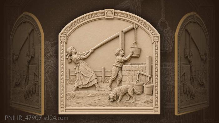 Boy steadies the swinging bucket 3d STL model