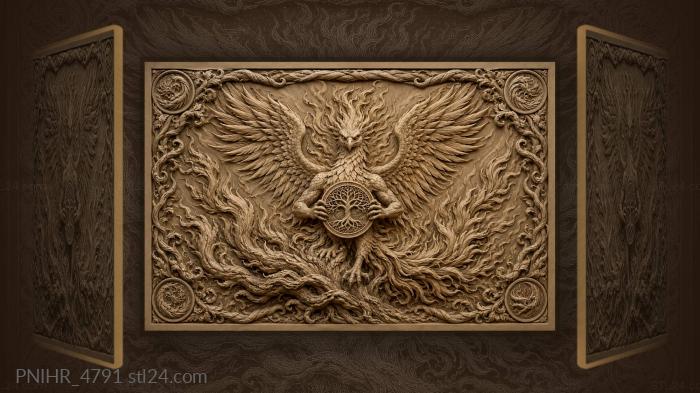Bird holds a tree of life medallion 3d STL model