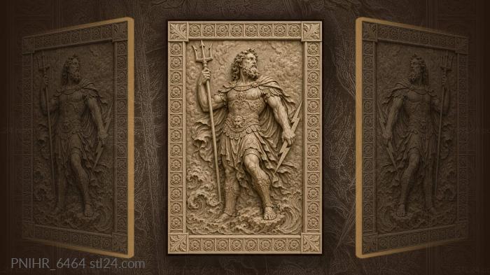 Trident and lightning in his hands 3d STL model