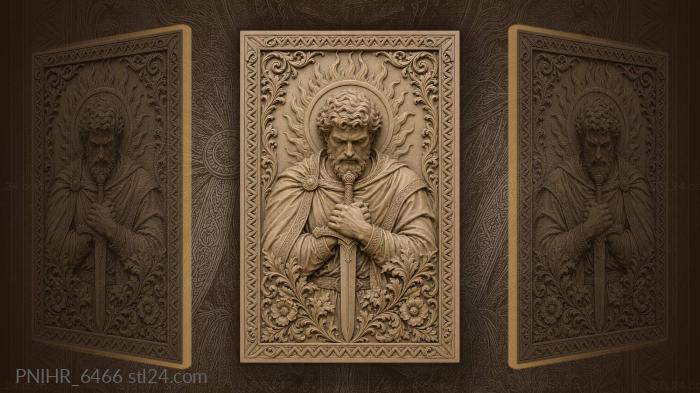 Warrior saint with fiery halo 3d STL model