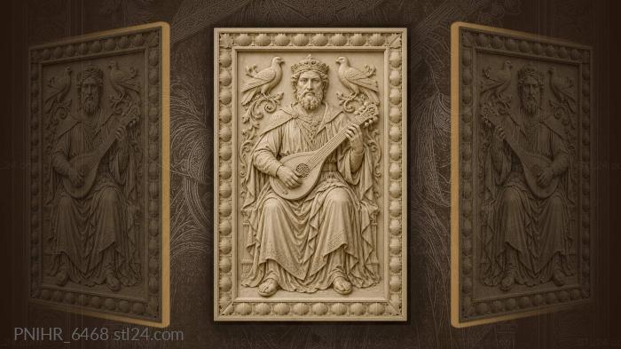 Lute player with two birds above 3d STL model