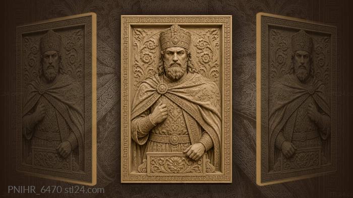 Ruler in cloak above floral medallion 3d STL model