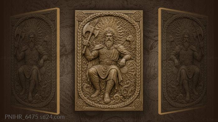 King with axe and sun behind him 3d STL model