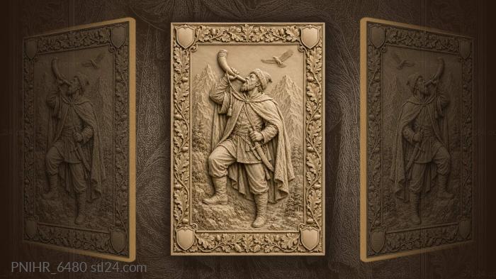 Blowing a horn among the mountains 3d STL model