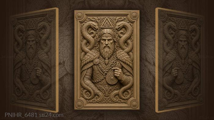 Twin serpents around a man with a pendant 3d STL model