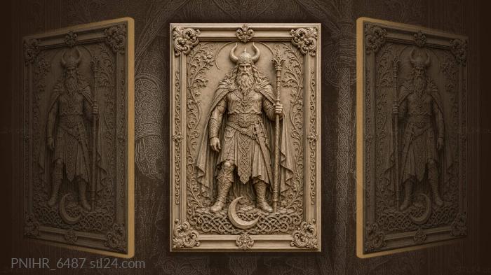 Horned helmet beneath a crescent moon 3d STL model
