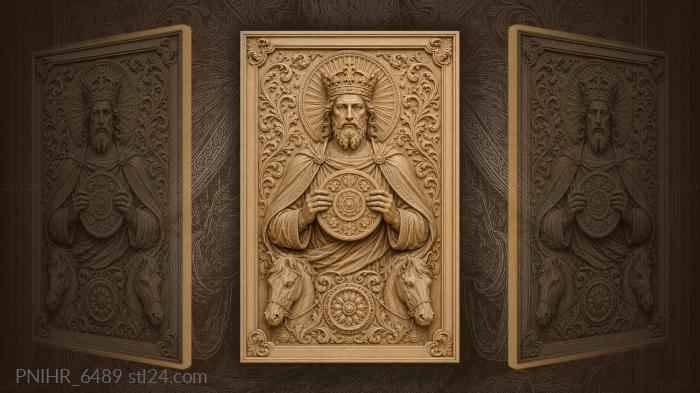 Crowned man with horse heads 3d STL model