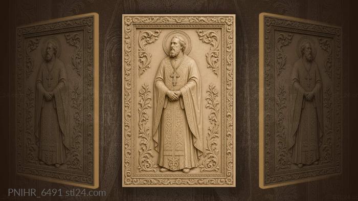 Holy man with cross and foliage 3d STL model