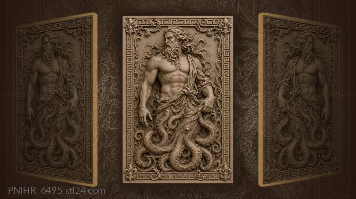 Octopus man with flowing beard 3d STL model