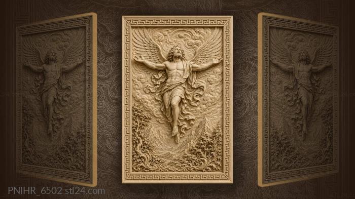 Ascending winged man mountain landscape 3d STL model