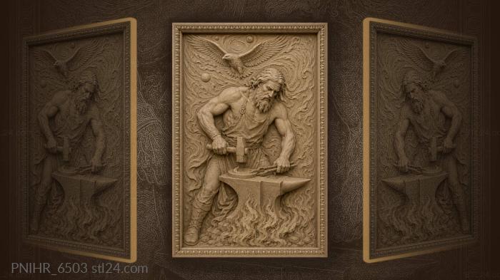 Bird soaring in a cosmic swirl above 3d STL model