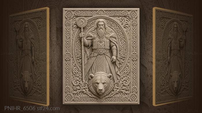 Bear head below an emblem staff 3d STL model