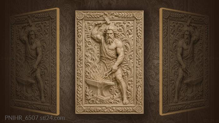 Long haired man striking into rising flames 3d STL model