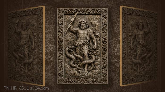 Zeus with serpent and lightning 3d STL model