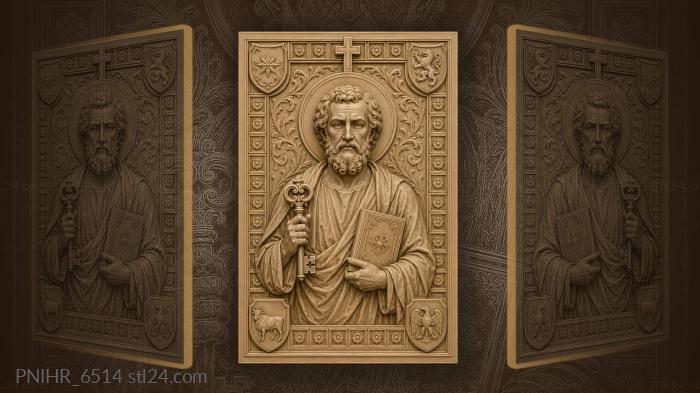 Key and book beneath a cross 3d STL model