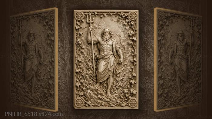 Powerful god with trident rising 3d STL model