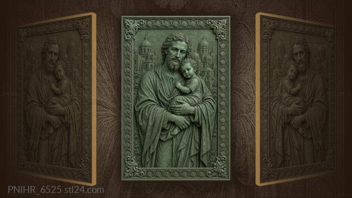 Father and child with city view 3d STL model