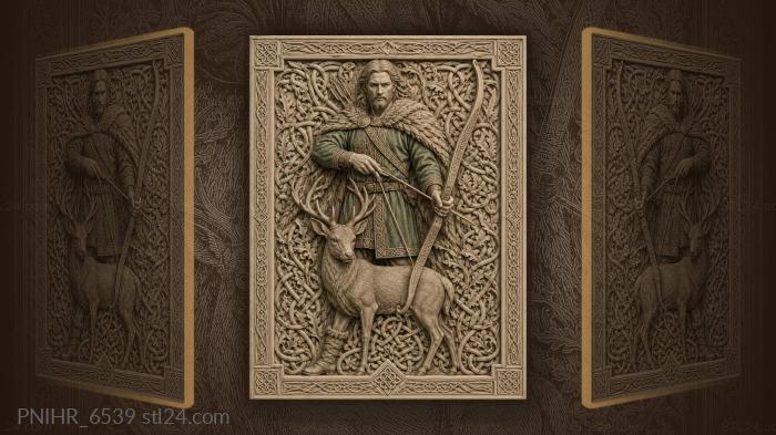 Bowman and deer within knotwork 3d STL model