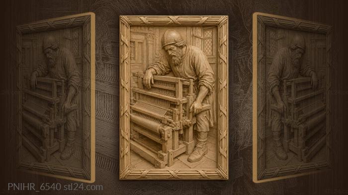 Helmeted man over a printing machine 3d STL model