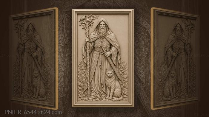 Cat at the feet of a branching staff 3d STL model