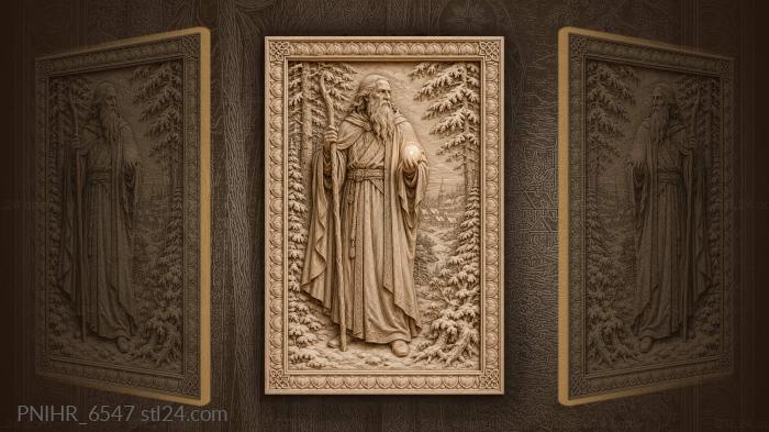Winter wizard with glowing orb 3d STL model