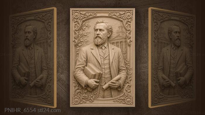 Man with armful of books and scroll 3d STL model