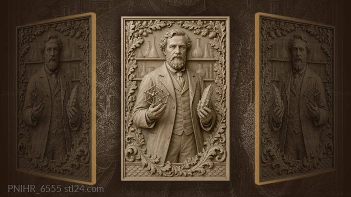 Expert with crystal and geometric model · James Clerk Maxwell 3d STL model