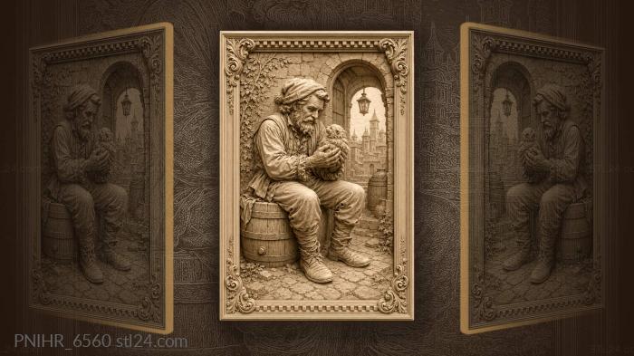 Old man with little animal 3d STL model