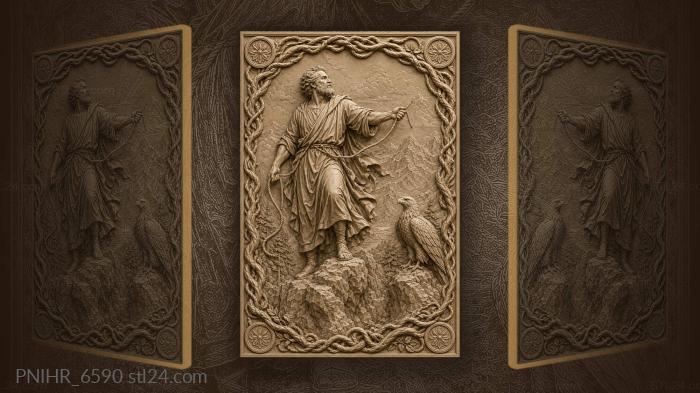 Rope in hand toward a perched eagle 3d STL model