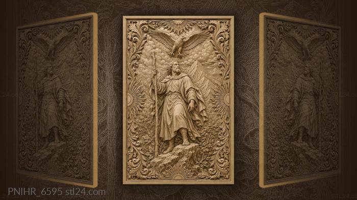 Apostle John the Theologian with eagle on the rock 3d STL model