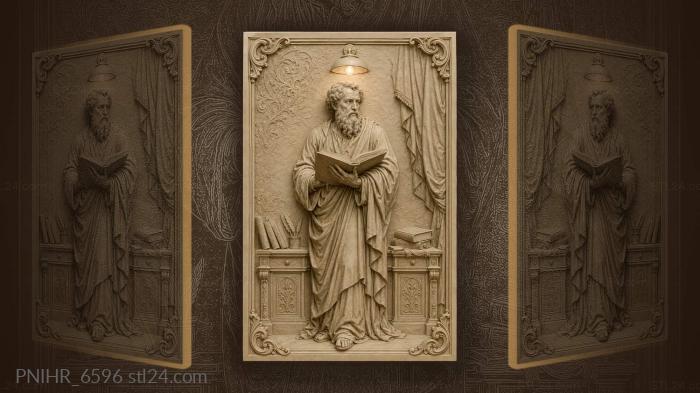 Thomas Aquinas reading a book by lamplight 3d STL model