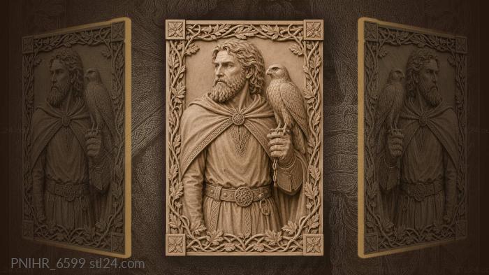 Falcon keeper in cloak with round brooch 3d STL model