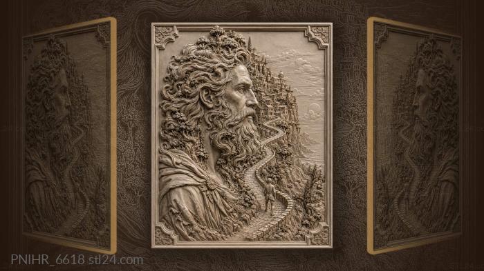 Man and coastal village dreamscape 3d STL model