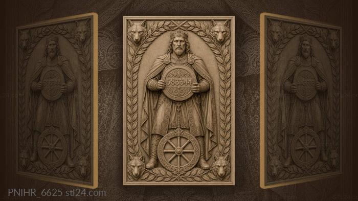 Round shield and a spoked wheel 3d STL model