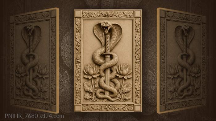 Sword held in coils of hissing snake 3d STL model