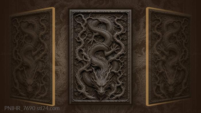 Dragon rising through woven branches 3d STL model