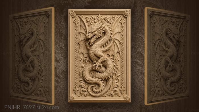 Scaly serpent with a curled tail 3d STL model