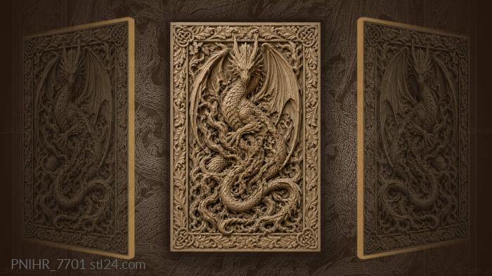 Gnarled roots wrapping winged beast 3d STL model