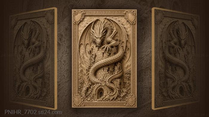 Beast guarding the arched tower gateway 3d STL model