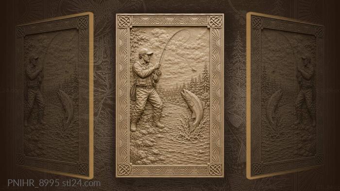 Man in waders casting a small lure 3d STL model