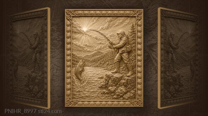 Sun through the clouds above the rocks 3d STL model