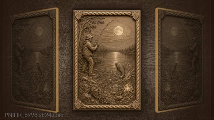 Line cast toward the moon reflection 3d STL model